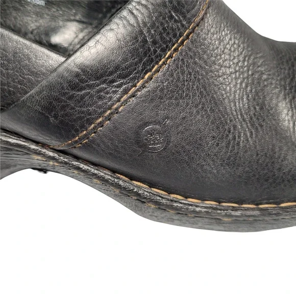 Born size 10 black leather work clogs nursing walking - Picture 4 of 9